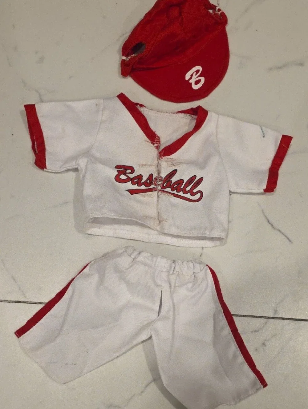 Unbranded White & Red 'Slugger' Dog Baseball Outfit - Number 7